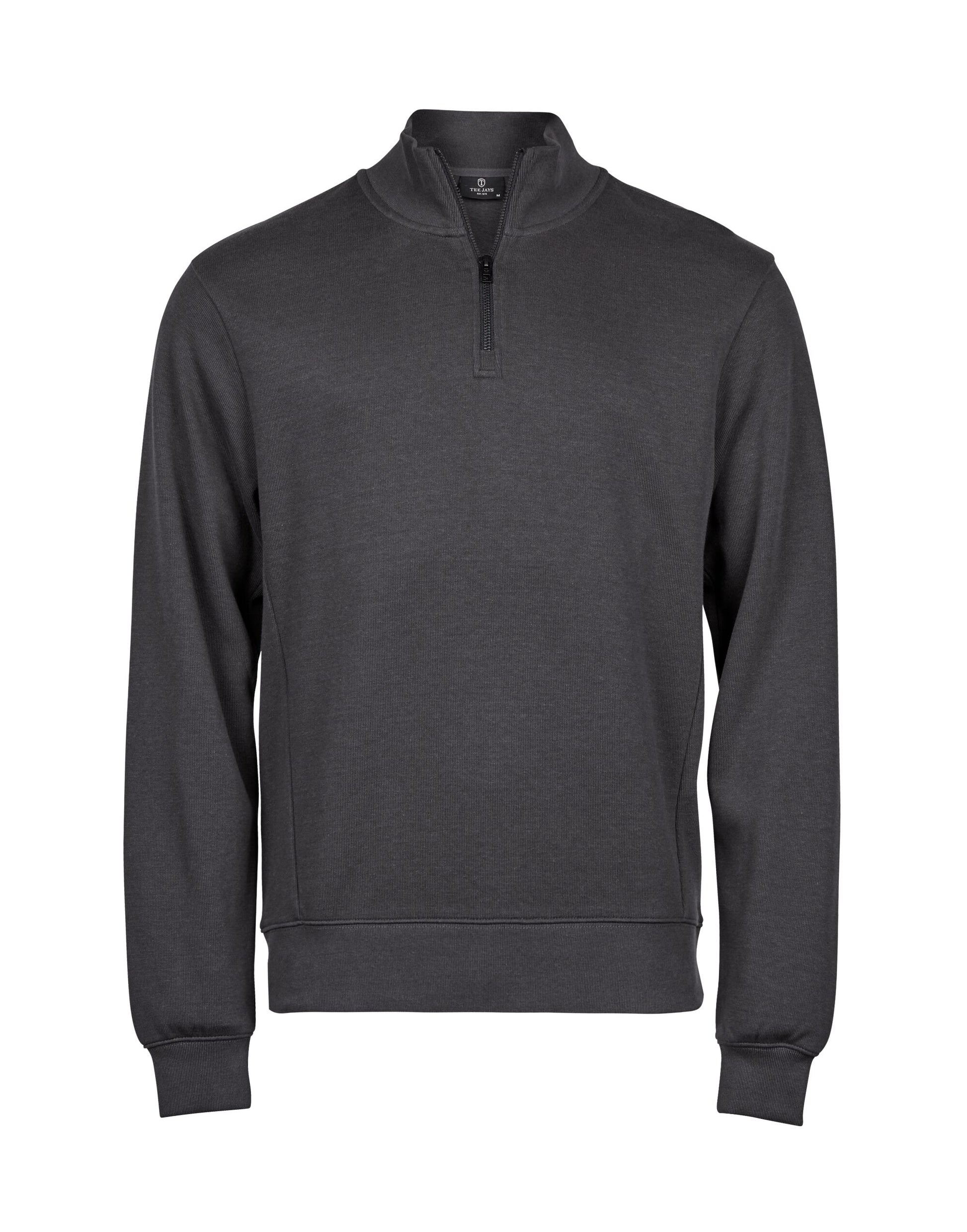 Ribbed Interlock Half Zip - Dark Grey