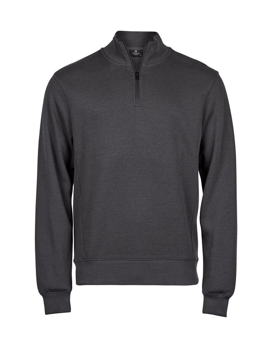 Ribbed Interlock Half Zip - Dark Grey