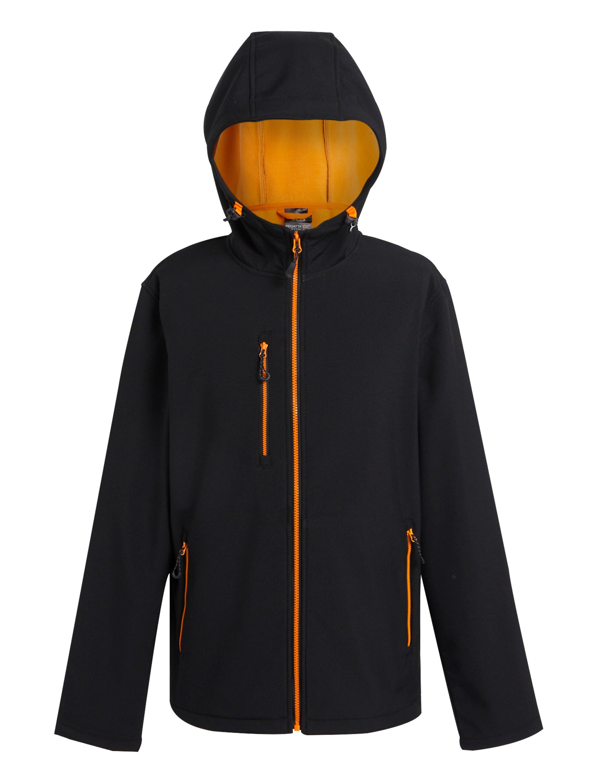 Navigate 2-Layer Hooded Softshell Jacket - Black Orange Pop