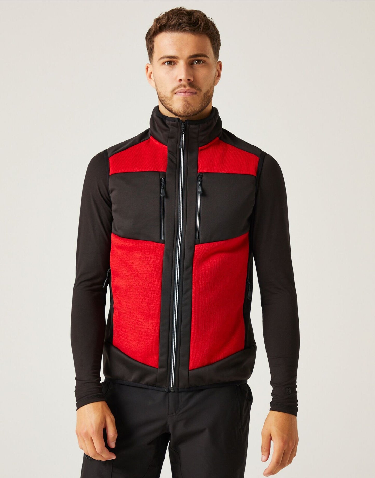 E-Volve Unisex Knit Effect Stretch Bodywarmer - Classic Red/Black