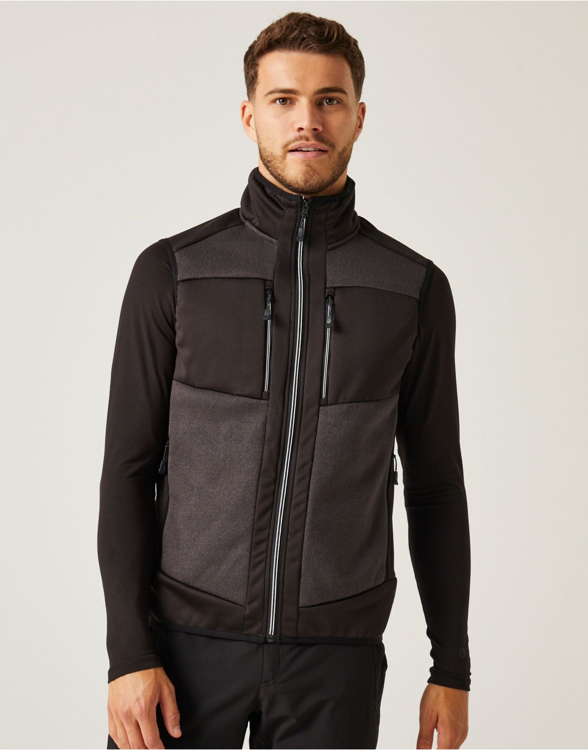 E-Volve Unisex Knit Effect Stretch Bodywarmer - Ash/Black