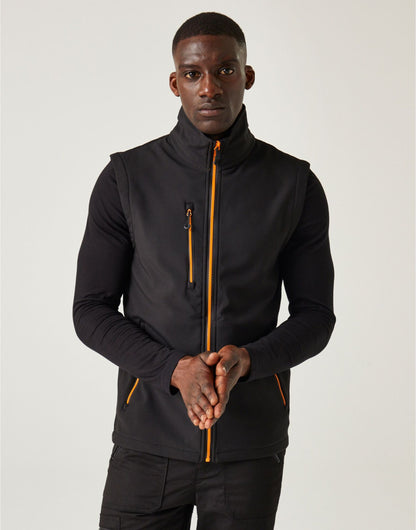 Navigate Two Layer Soft Shell Bodywarmer - Black Orange Pop