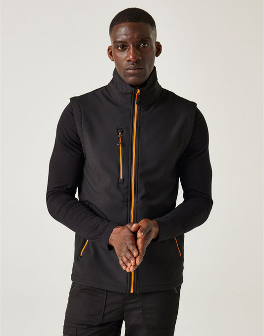 Navigate Two Layer Soft Shell Bodywarmer - Black Orange Pop