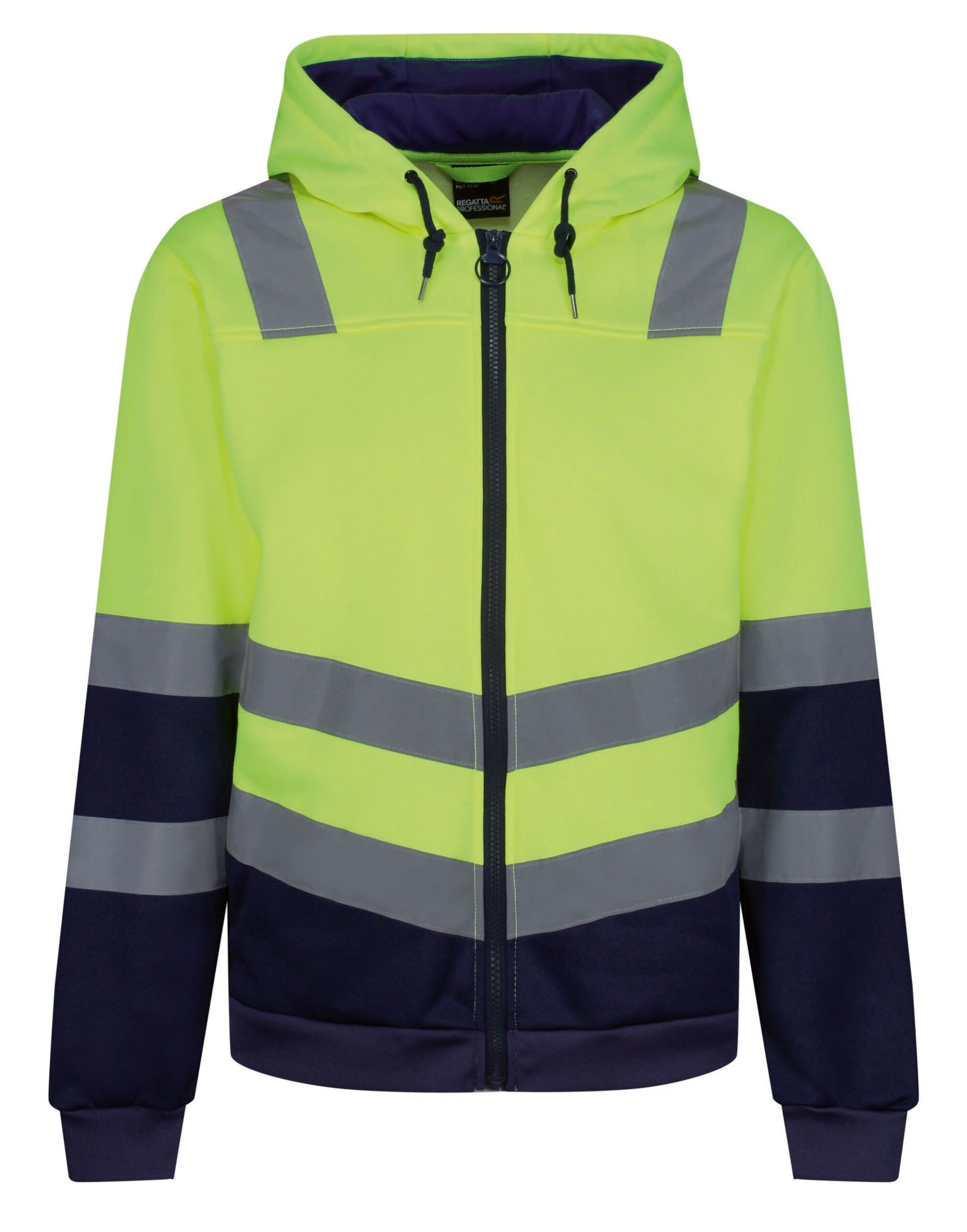 Pro Hi Vis Full Zip Hoodie - Hi-Vis Yellow/Navy
