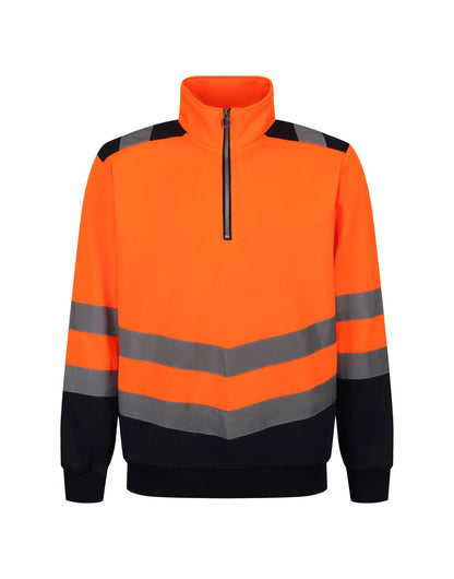 Pro Two Tone 1/4 Zip Sweat Top - Hi Vis Orange/Navy