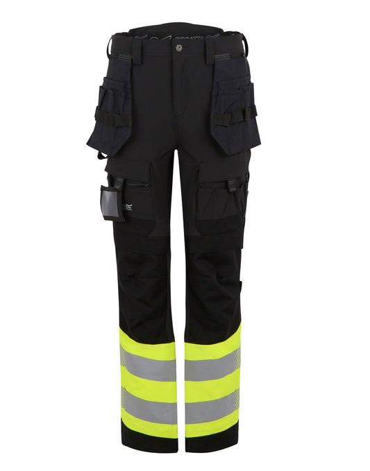 Hi-Vis X-Pro Stretch Holster Trousers (Class 1) - Black/Hi-Vis Yellow