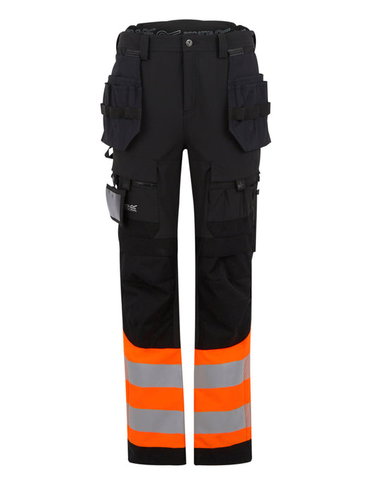 Hi-Vis X-Pro Stretch Holster Trousers (Class 1) - Black/Hi-Vis Orange
