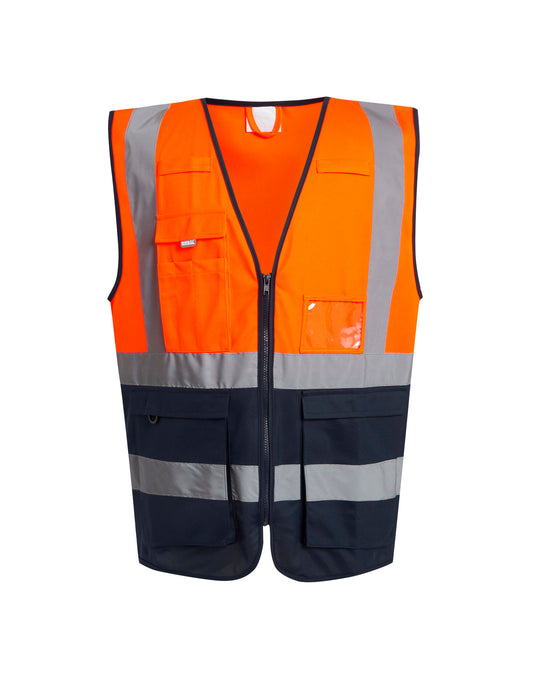Hi Vis Executive Vest - Hi Vis Orange/Navy