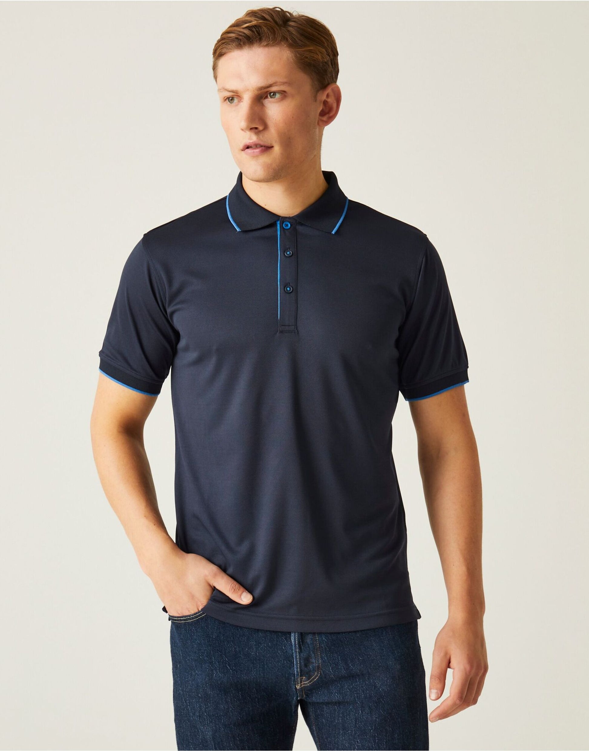Navigate Short Sleeve Polo - Navy/ French Blue