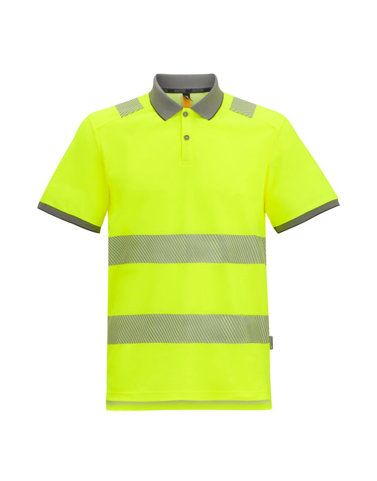 Pro Comfort Polycotton Polo - Black/Hi-Vis Yellow