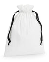 Cotton Bag with Ribbon Cord - Soft White/ Black