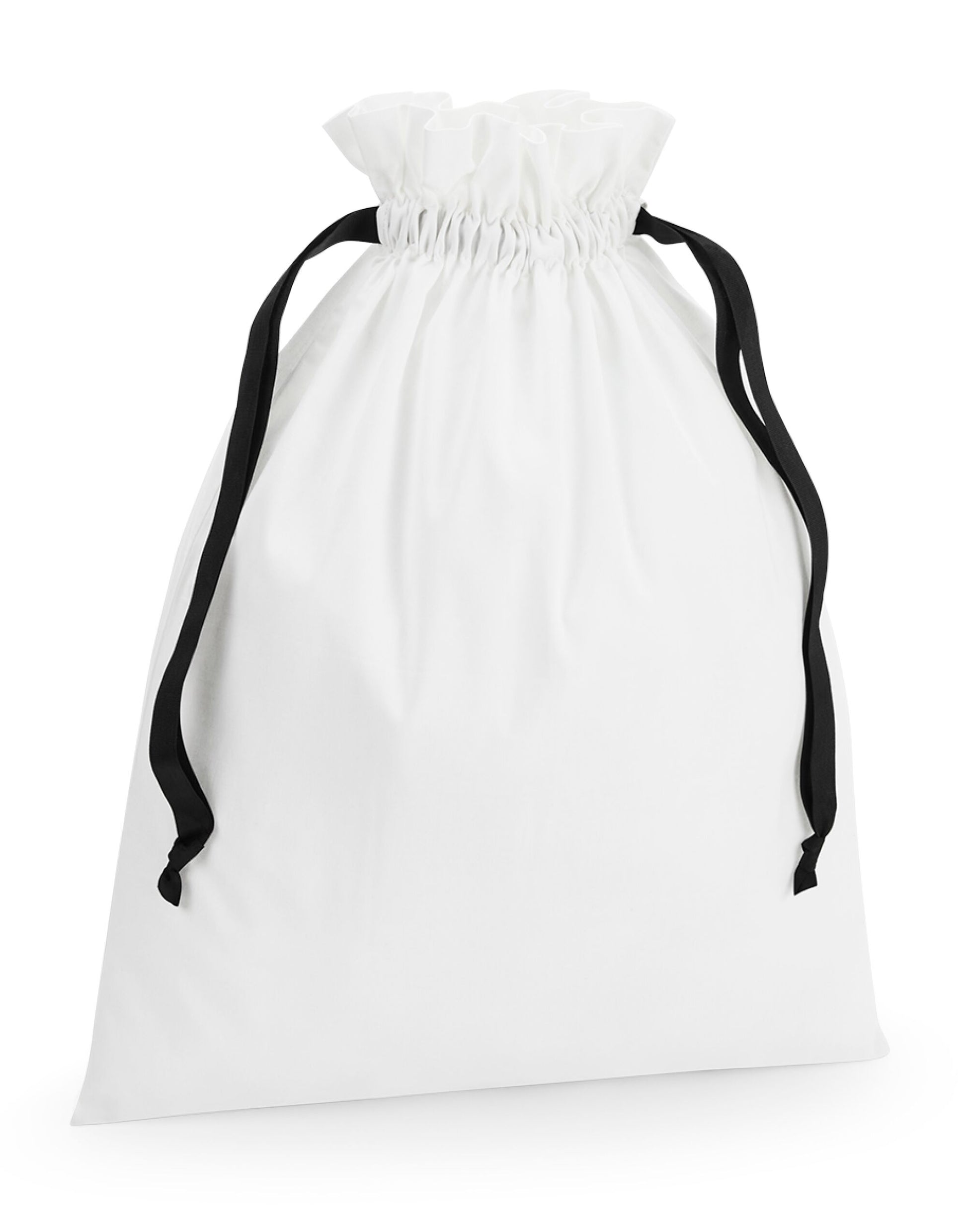 Cotton Bag with Ribbon Cord - Soft White/ Black