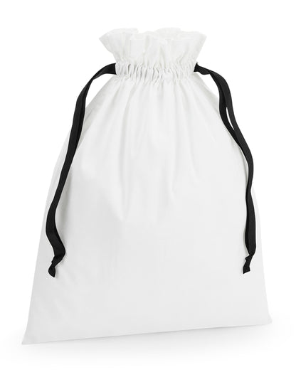 Cotton Bag with Ribbon Cord - Soft White/ Black