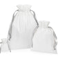 Cotton Bag with Ribbon Cord - Soft White/ Light Grey