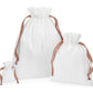 Cotton Bag with Ribbon Cord - Soft White/ Rose Gold