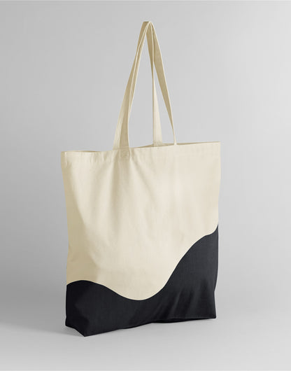 Wave Print Maxi Tote - Natural/Black