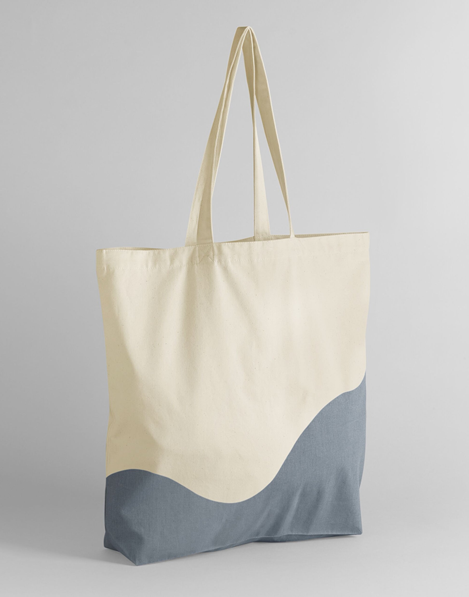 Wave Print Maxi Tote - Natural/Blue Grey