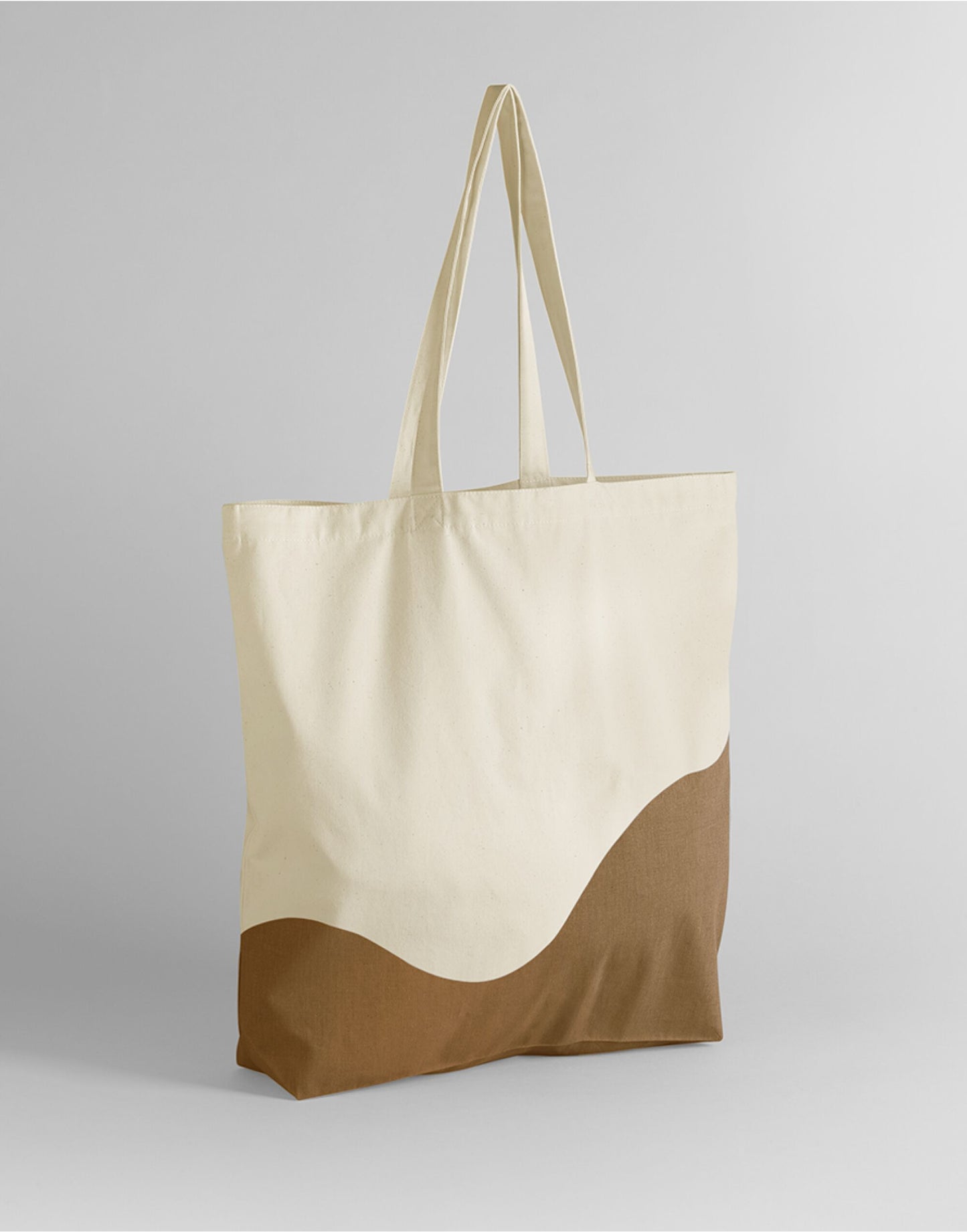 Wave Print Maxi Tote - Natural/Caramel