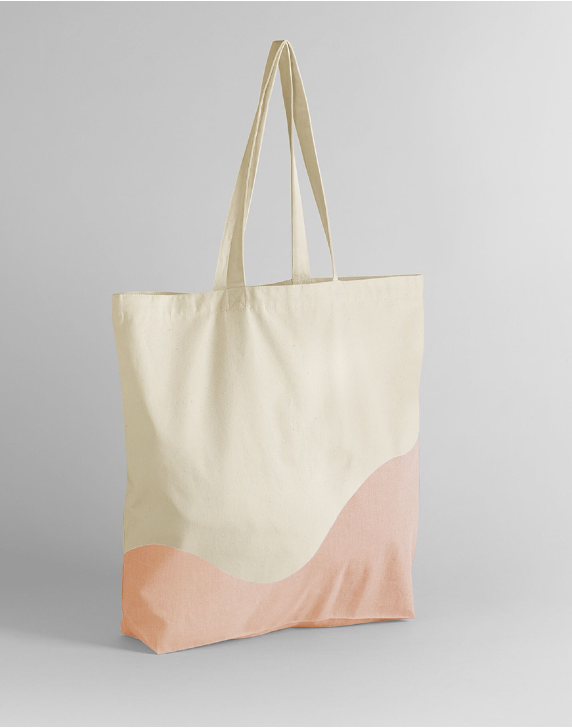 Wave Print Maxi Tote - Natural/Peach