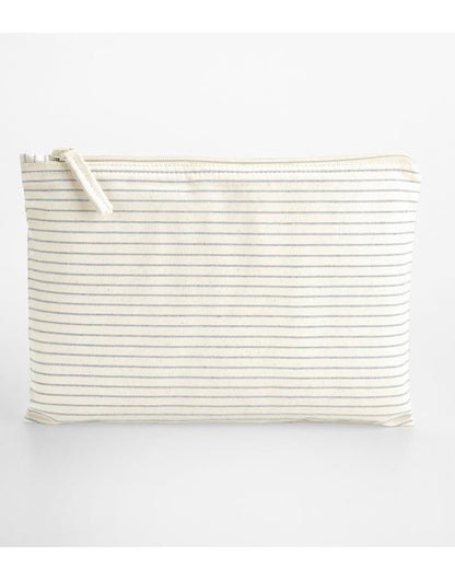 Striped Organic Cotton Accessory Pouch - Grey Stripe