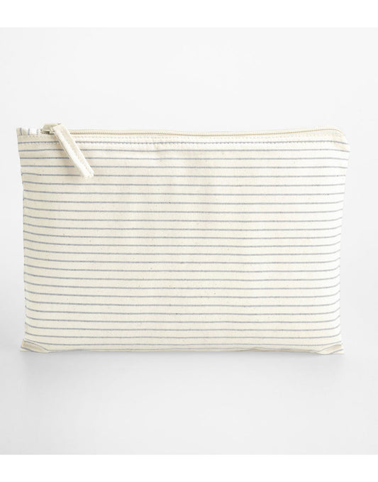 Striped Organic Cotton Accessory Pouch - Grey Stripe