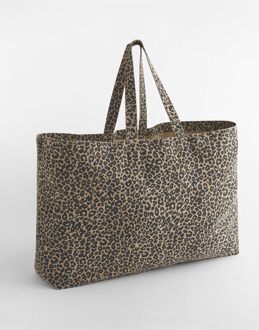 Leopard Print Canvas Oversized Tote Bag - Vintage Leopard Print