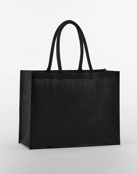 Natural Starched Jute Classic Shopper - Black/Black