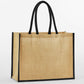 Natural Starched Jute Classic Shopper - Natural/Black