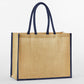 Natural Starched Jute Classic Shopper - Natural/Navy