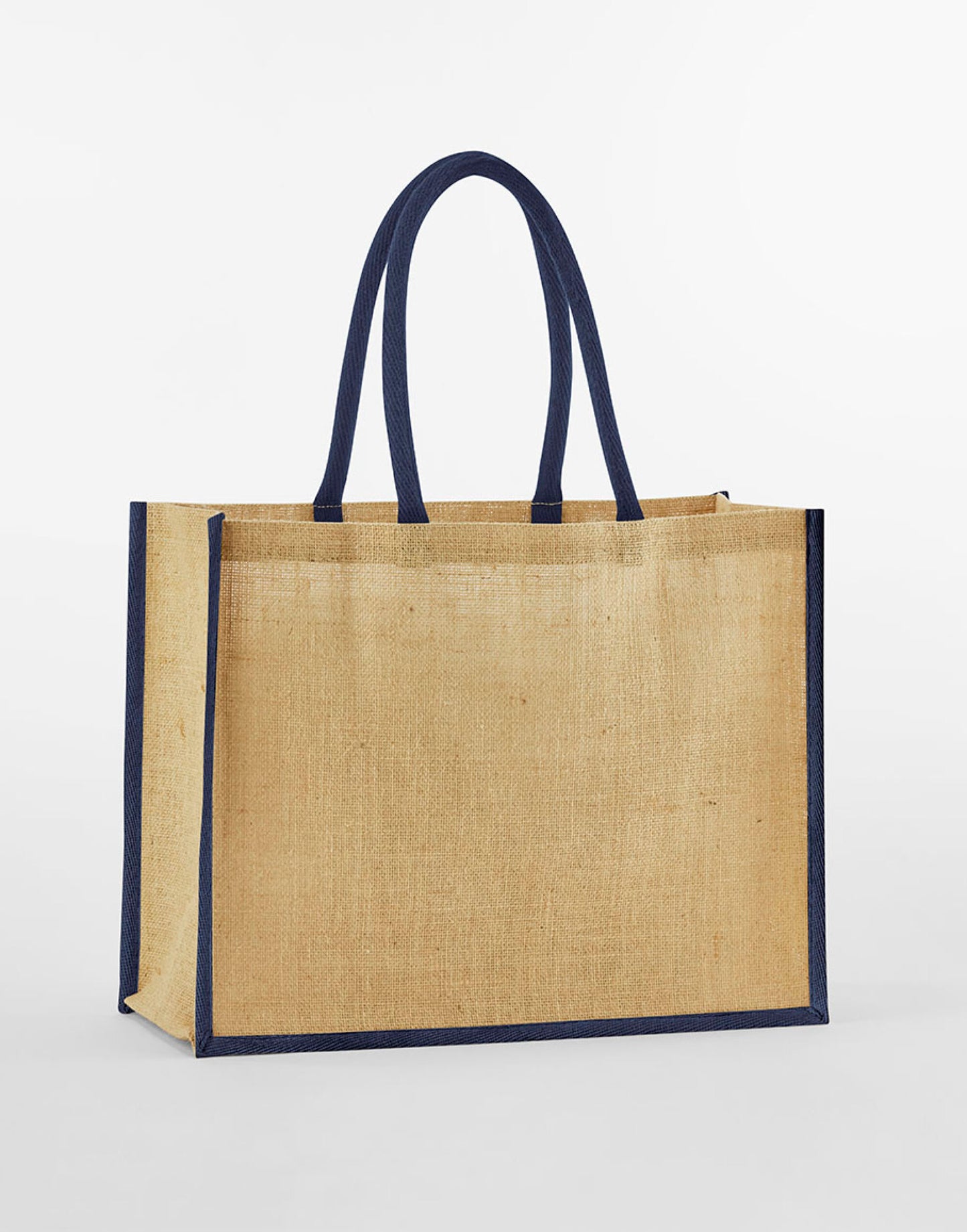 Natural Starched Jute Classic Shopper - Natural/Navy