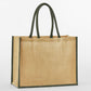 Natural Starched Jute Classic Shopper - Natural/Olive Green