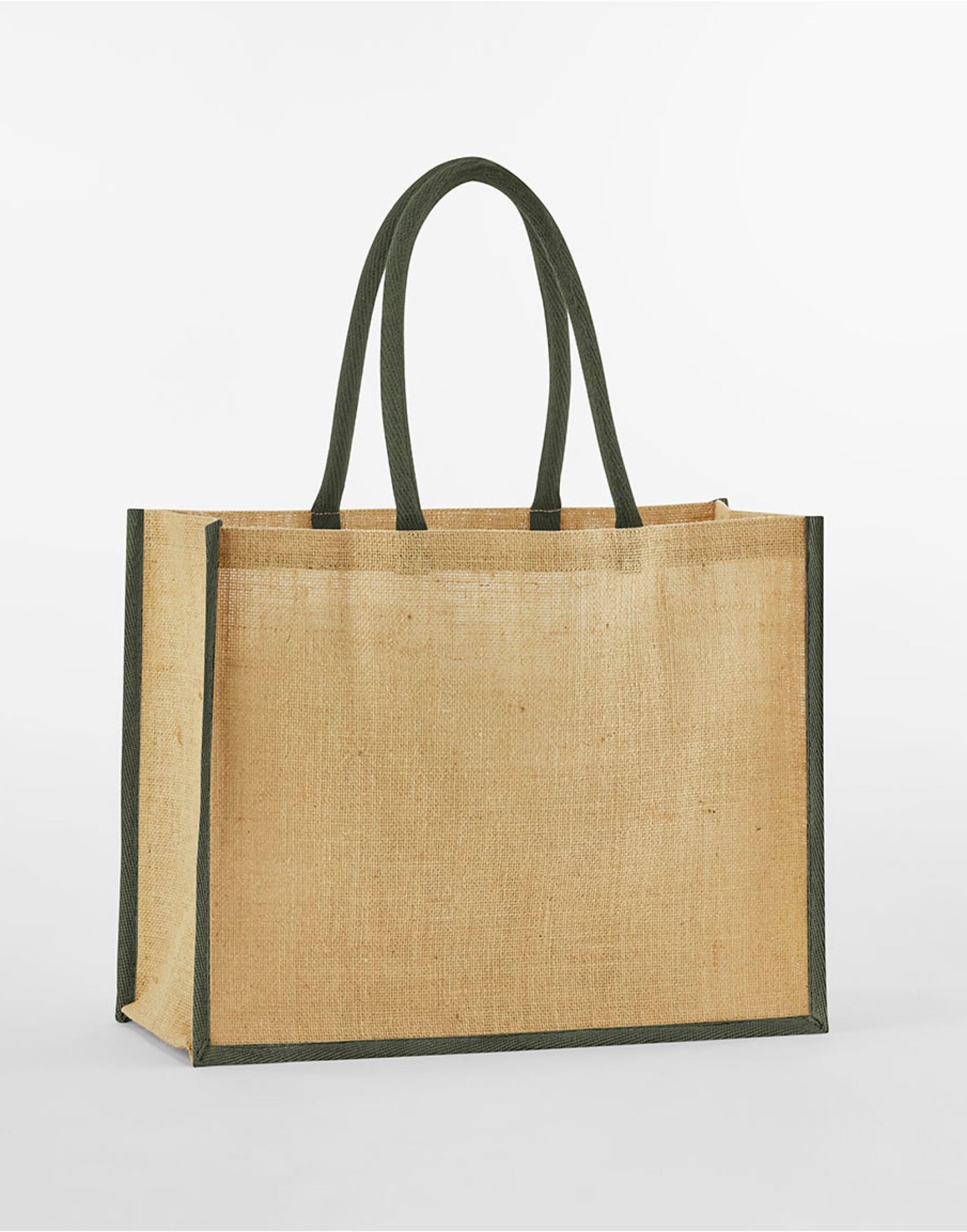Natural Starched Jute Classic Shopper - Natural/Olive Green