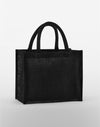 Natural Starched Jute Midi Tote - Black/Black