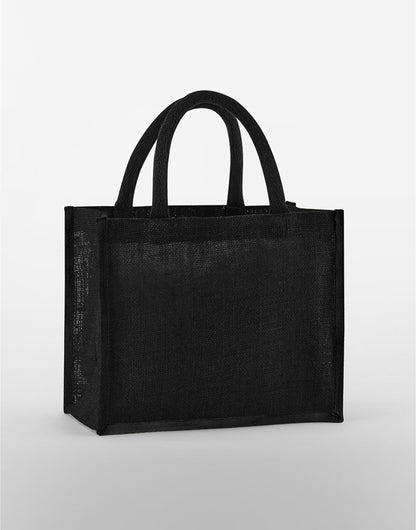Natural Starched Jute Midi Tote - Black/Black