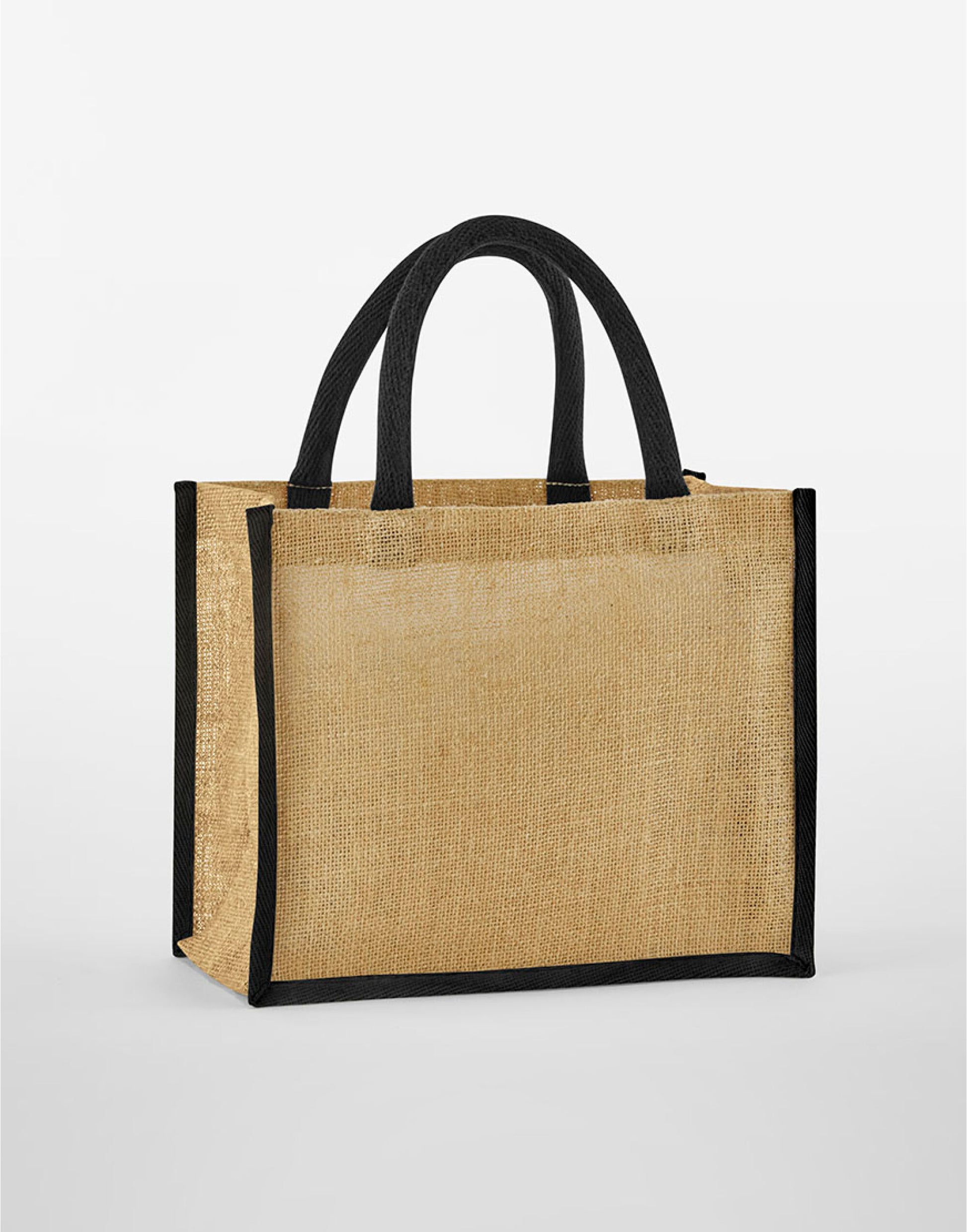 Natural Starched Jute Midi Tote - Natural/Black