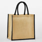 Natural Starched Jute Mini Gift Bag - Natural/Black