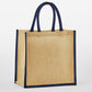 Natural Starched Jute Mini Gift Bag - Natural/Navy