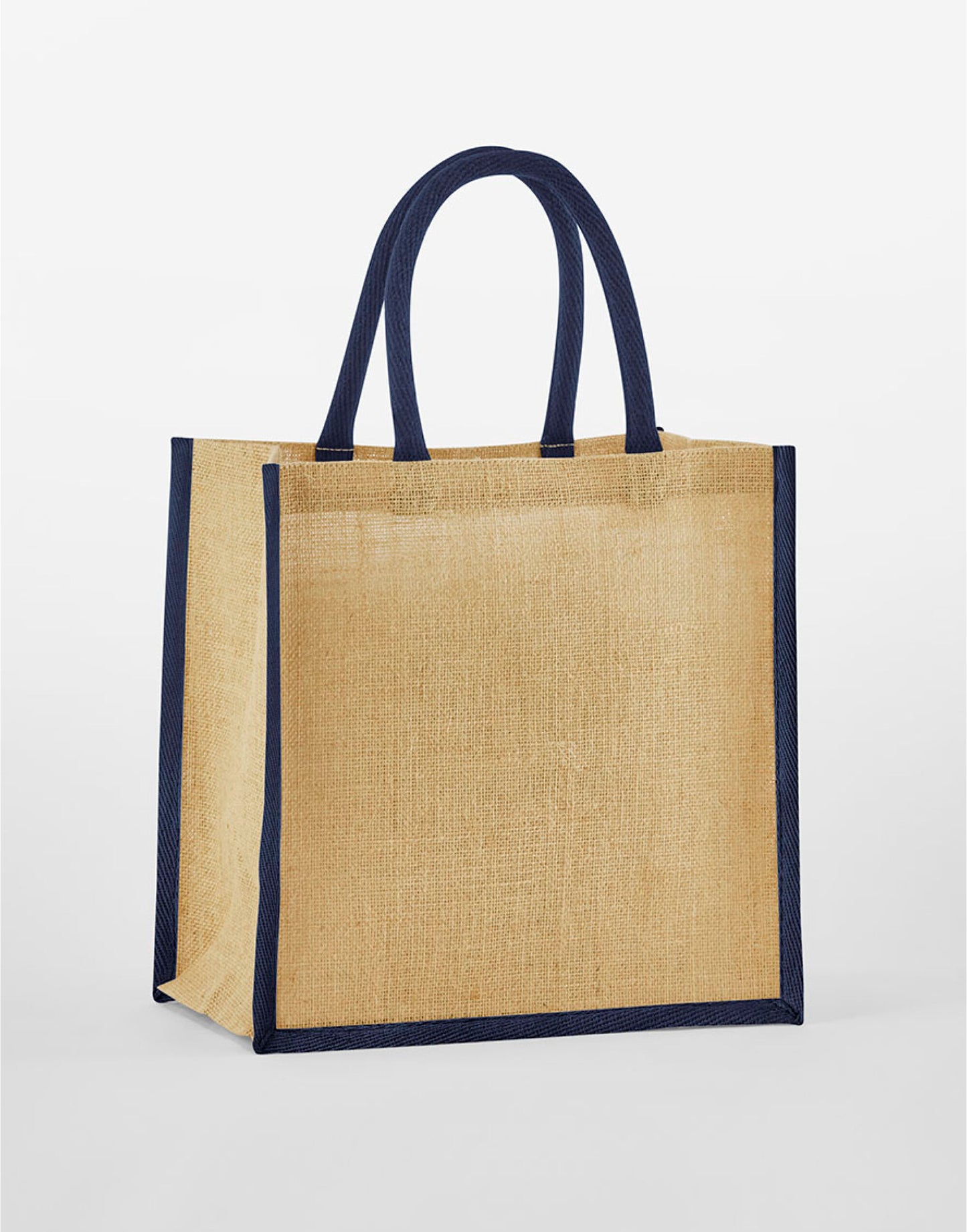 Natural Starched Jute Mini Gift Bag - Natural/Navy