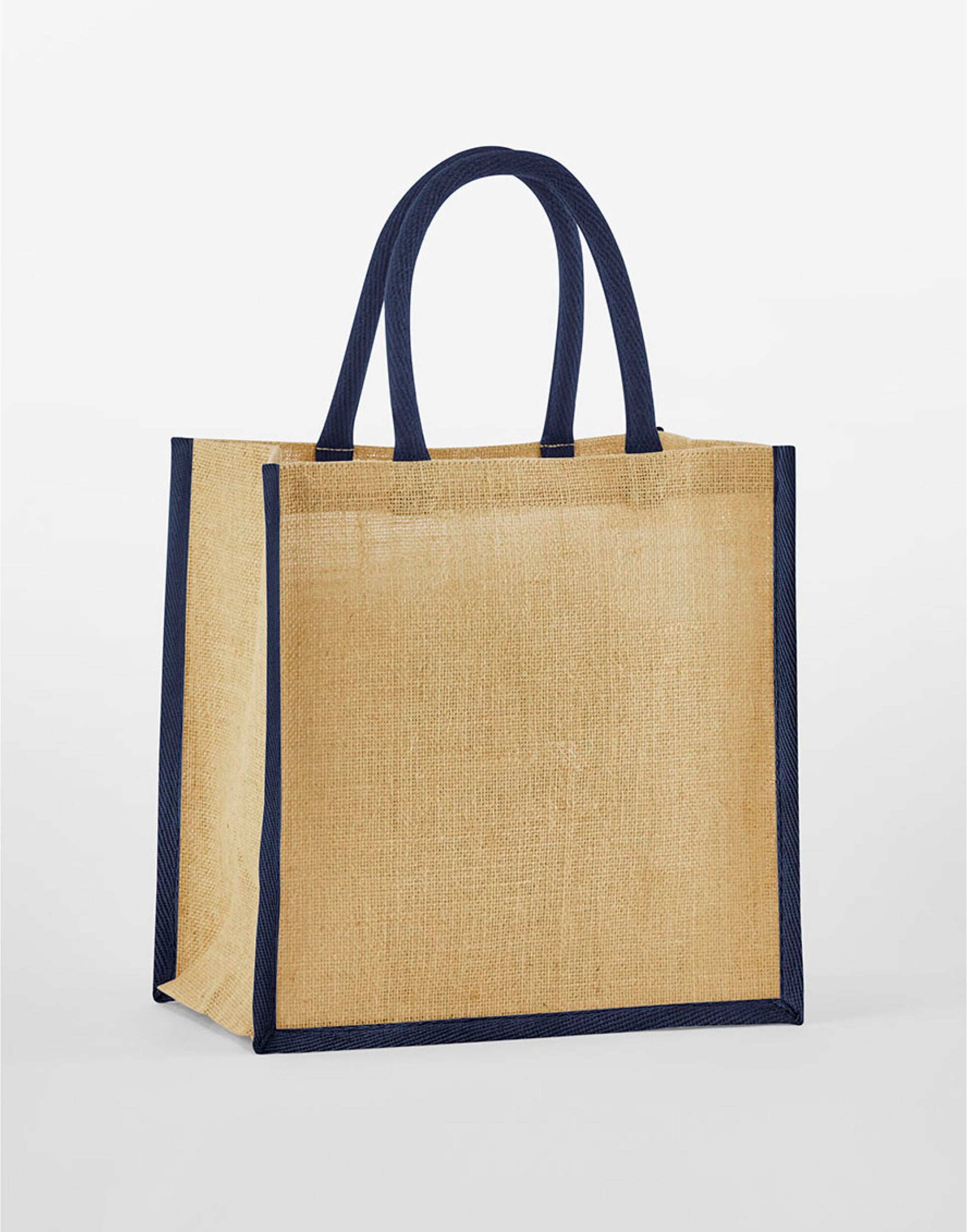Natural Starched Jute Mini Gift Bag - Natural/Navy