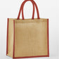 Natural Starched Jute Mini Gift Bag - Natural/Orange Rust