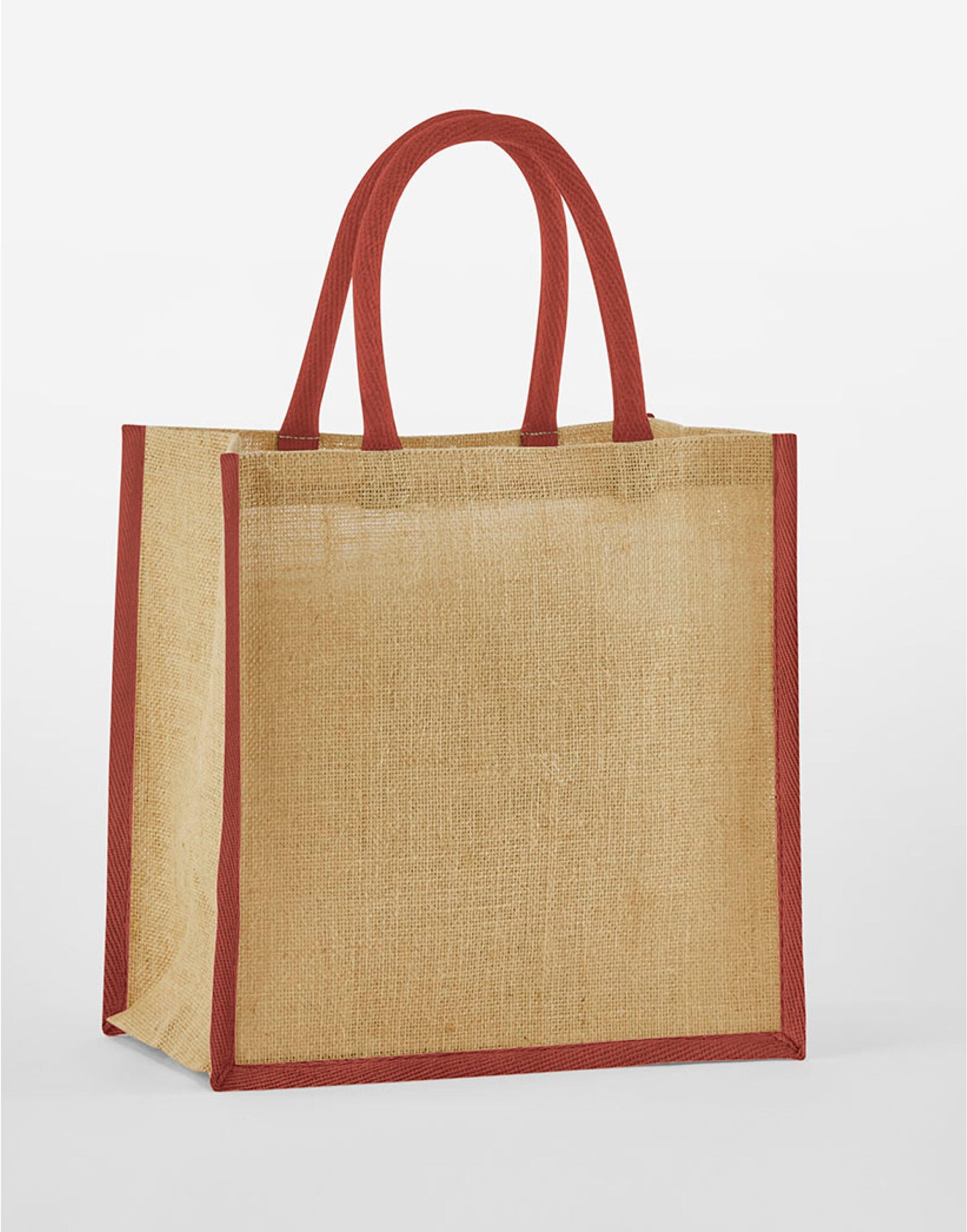 Natural Starched Jute Mini Gift Bag - Natural/Orange Rust