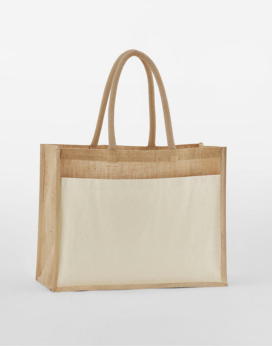 Cotton Pocket Natural Starched Jute Shopper - Natural
