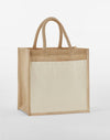 Cotton Pocket Natural Starched Jute Midi Tote - Natural