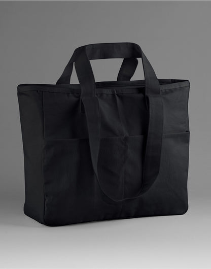 Double Handle Cargo Pocket Tote - Black