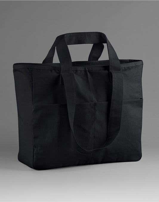 Double Handle Cargo Pocket Tote - Black