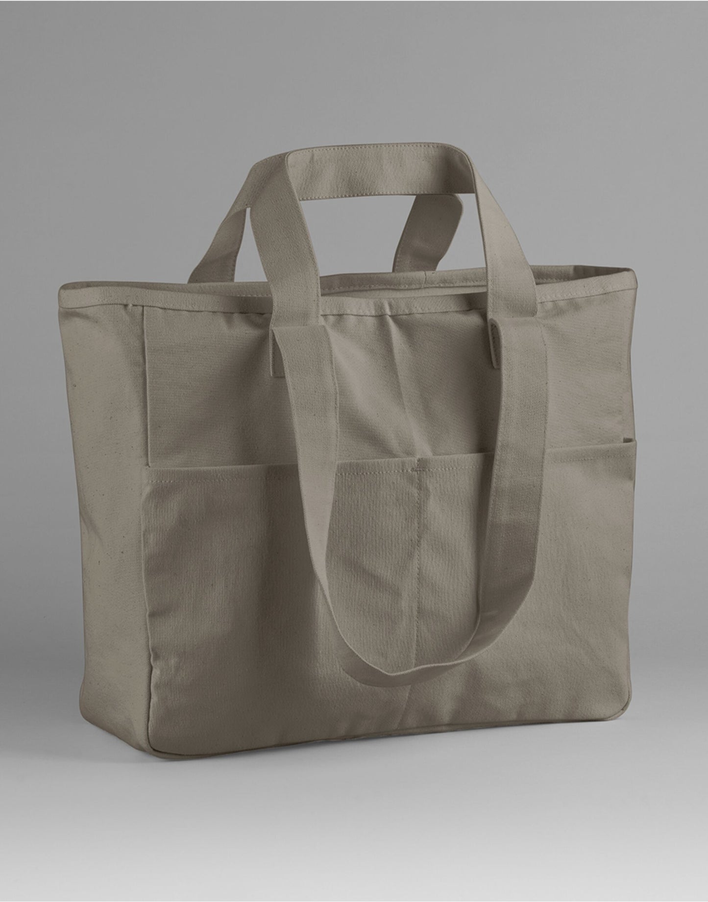 Double Handle Cargo Pocket Tote - Mushroom