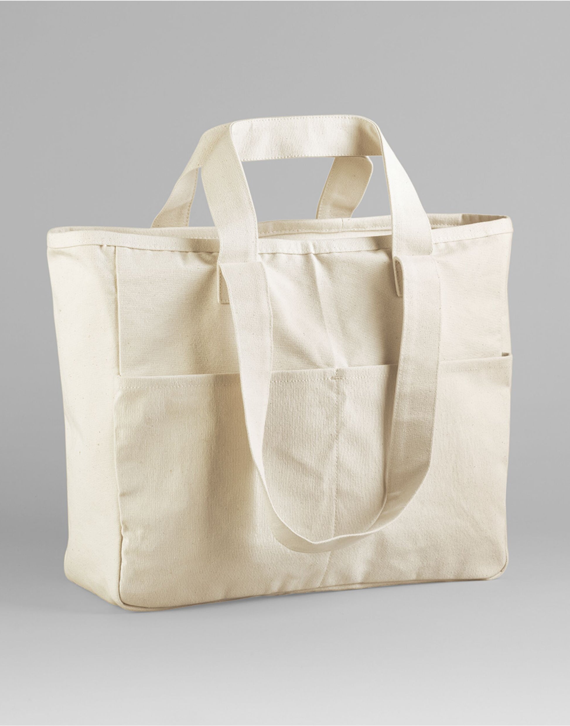 Double Handle Cargo Pocket Tote - Natural