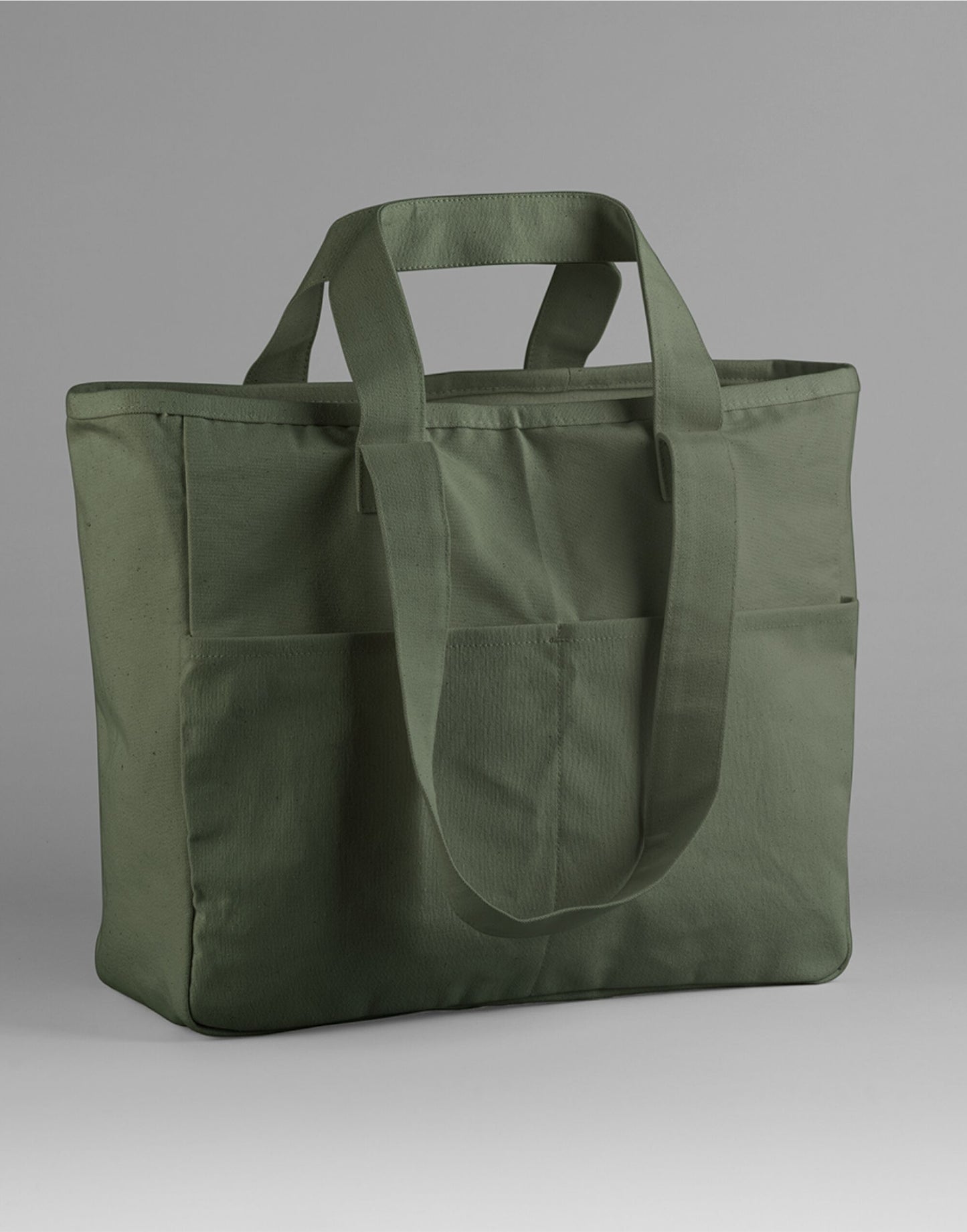 Double Handle Cargo Pocket Tote - Olive Green
