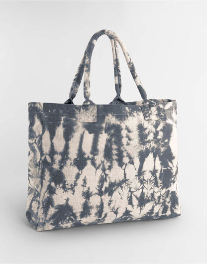 Tie Dye Canvas Tote Bag - Natural Black Tie Dye
