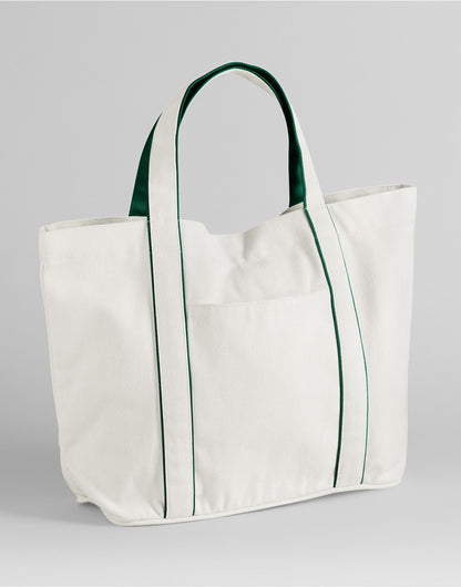 Courtside Medium Tote - Soft White/Bottle Green